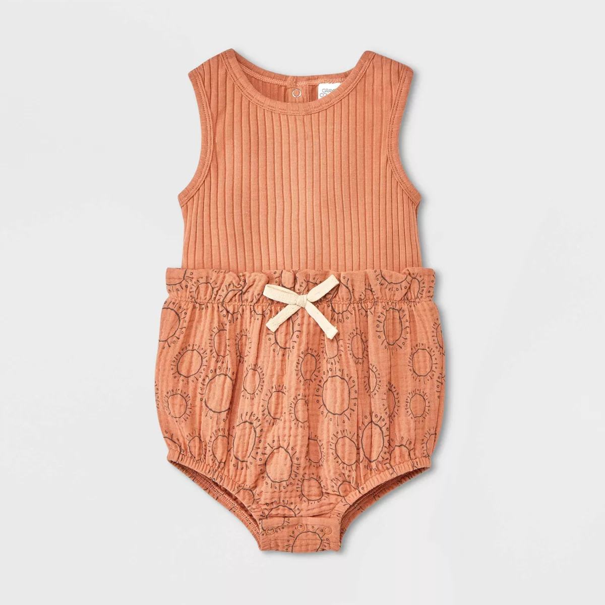 Grayson Collective Baby Girls' Sleeveless Ribbed Gauze Romper - Brown | Target
