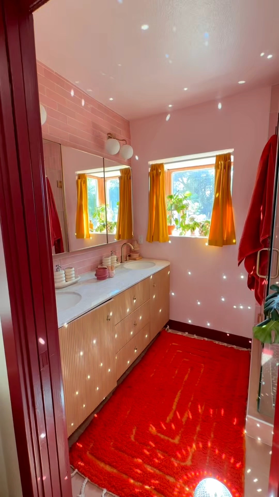 Rug Tour: the Orange rug in our pink primary bathroom!

#LTKHome