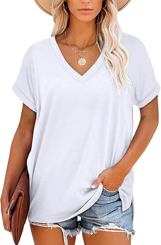 NEYOUQE Womens Color Block Loose Long/Short Sleeve T Shirts Casual Comfy Tops Tee Shirt Women's T... | Amazon (US)