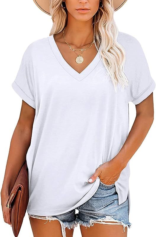 NEYOUQE Womens Color Block Loose Long/Short Sleeve T Shirts Casual Comfy Tops Tee Shirt Women's T... | Amazon (US)
