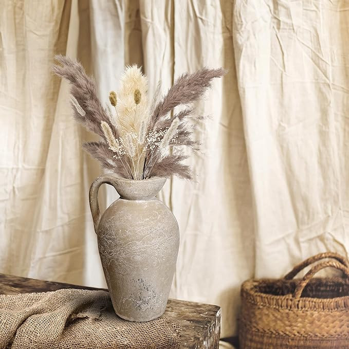 Cloudroot Rustic Ceramic Vase with Distressed Farmhouse Finish,12 Inch Shabby Chic Pottery for Pa... | Amazon (US)