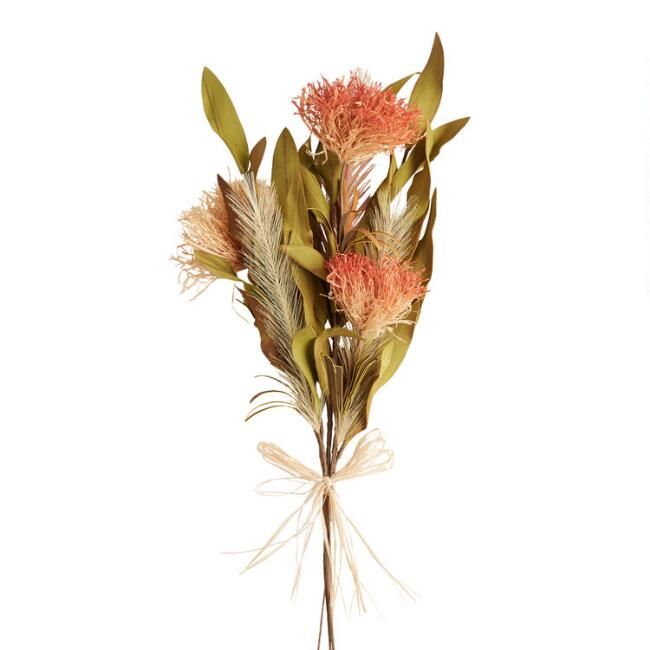 Fall Raffia Flowers and Faux Pampas Grass Bunch | World Market