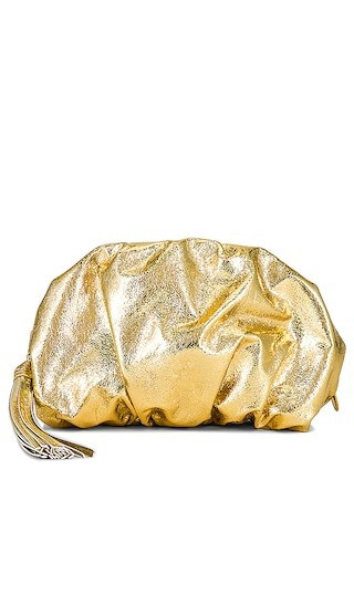 Rebecca Minkoff Ruched Clutch in Metallic Gold. | Revolve Clothing (Global)