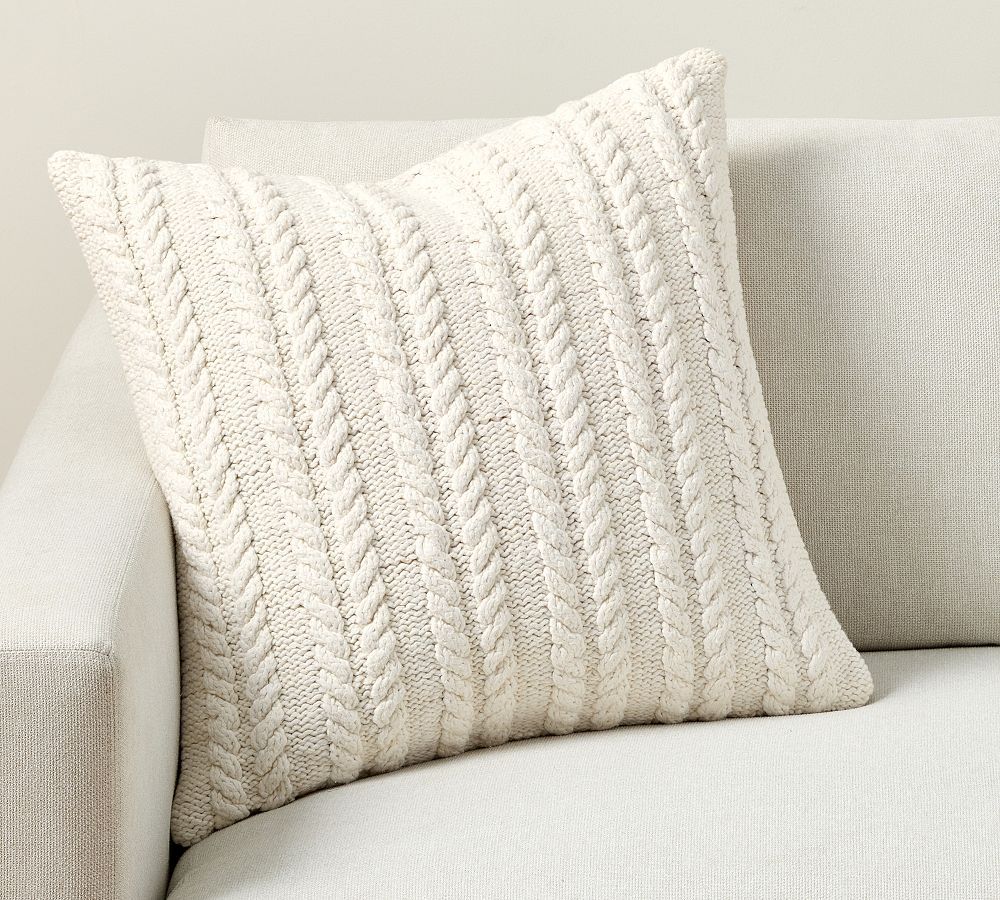 Beachfront Cable Knit Pillow | Pottery Barn (US)