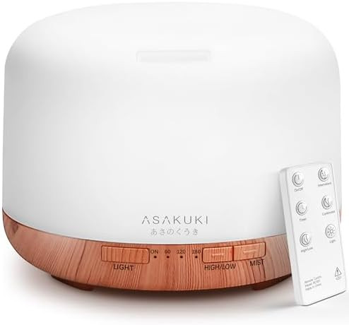 ASAKUKI Essential Oil Diffuser 500ml, Ultrasonic Aromatherapy Humidifier with Remote Control, 7 L... | Amazon (US)