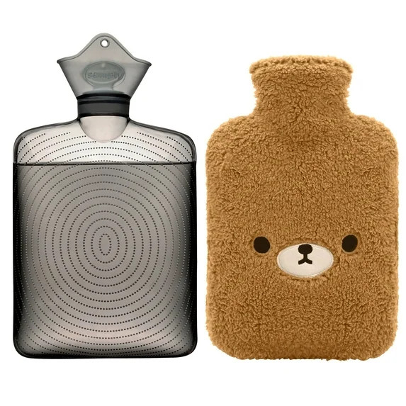 samply Hot Water Bottle with Cute Fleece Cover, 2L Hot Water Bag ,Brown Bear | Walmart (US)