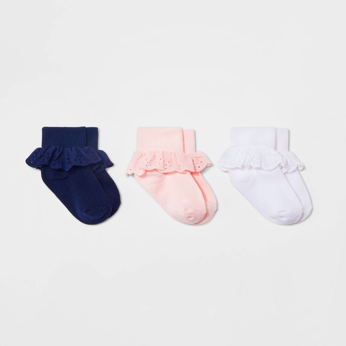 Toddler Girls' Solid Dress Socks - Cat & Jack™ White/Pink/Blue | Target