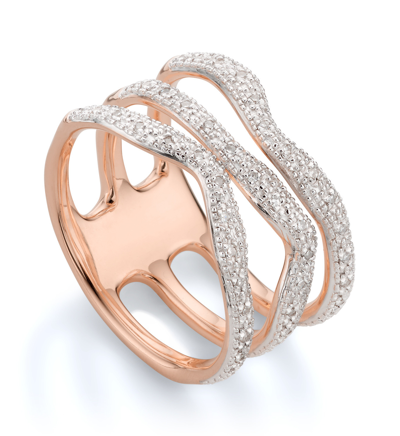 Riva Diamond Wave Triple Ring | Monica Vinader (Global)