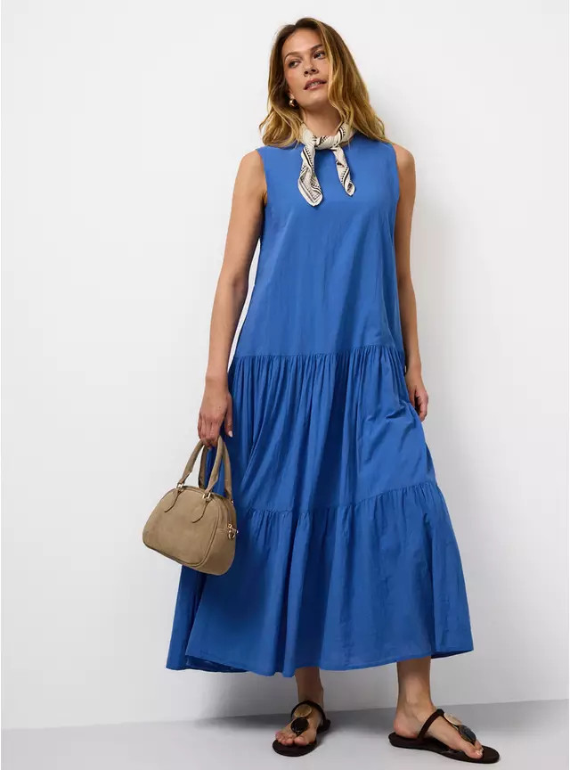Blue Drop Waist Sleeveless Tiered Dress 14 | Tu Clothing