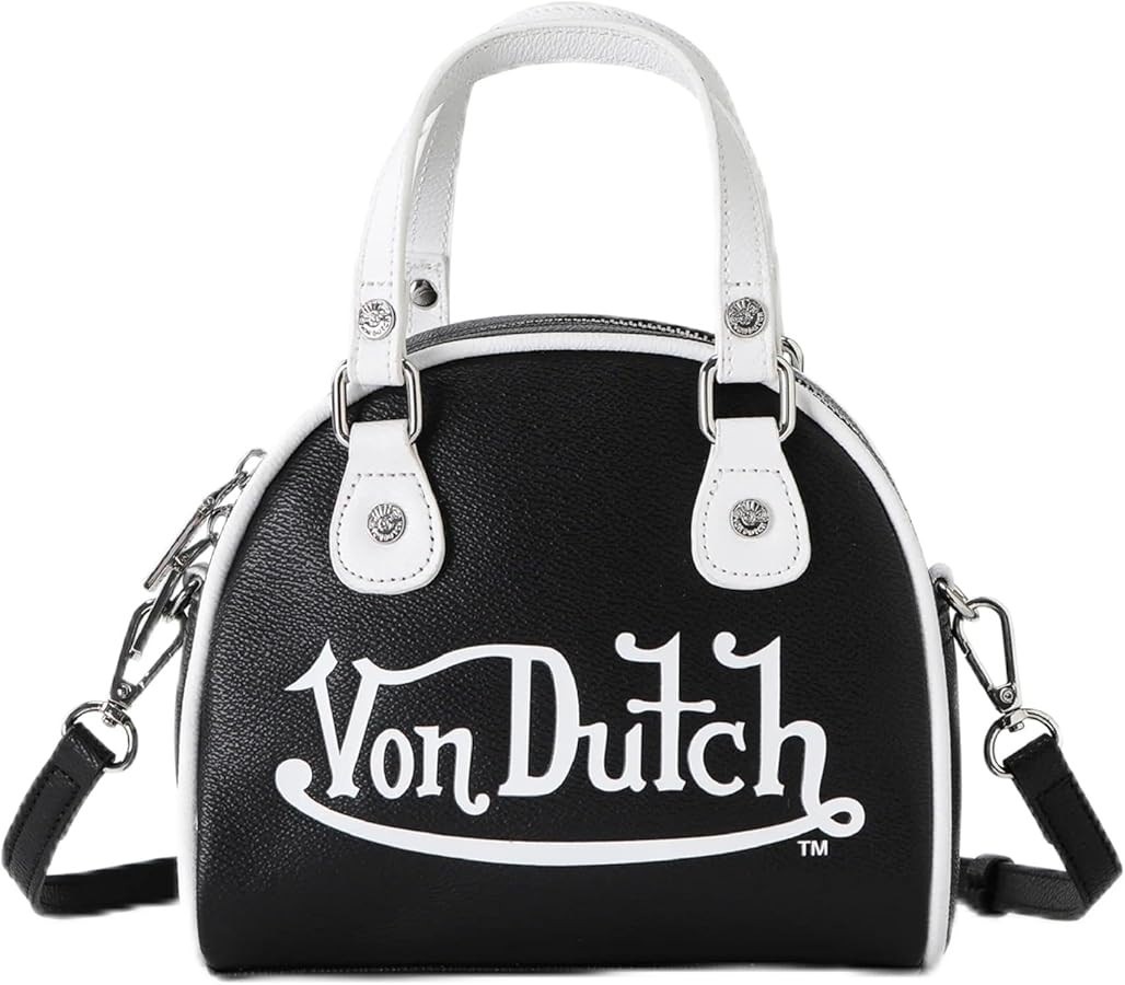 Von Dutch Mini Bowling Bag | 6.8” Vegan Leather Crossbody with Logo Hardware, Top Handles & Bra... | Amazon (US)