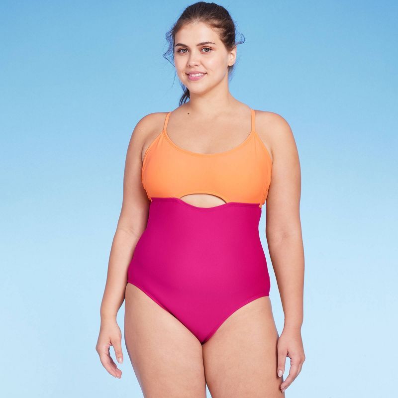 Women's Cut Out Colorblock Medium Coverage One Piece Swimsuit - Kona Sol™ Multi | Target