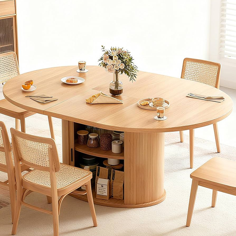 Wildhome Extendable Round Dining Table for 2-4-6, 63 Inch Dining Room Kitchen Table with 2-Tier S... | Amazon (US)