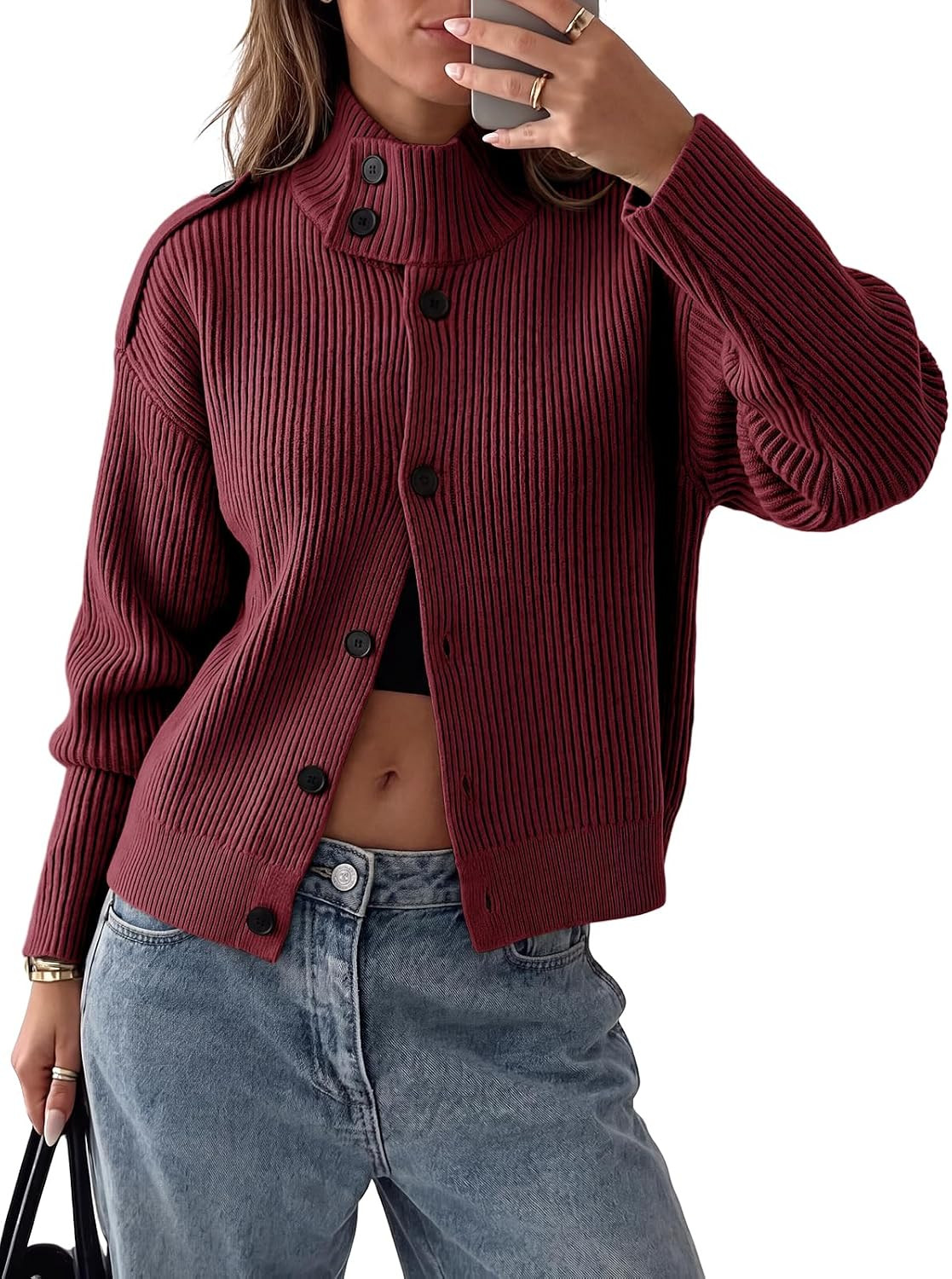 Saodimallsu Womens Button Cardigan Sweaters Fall Chunky Knit Jacket Top | Amazon (US)