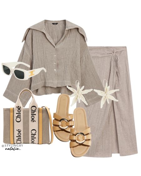 Linen co-ord, linen top, linen midi skirt, Chloe tote bag, sandals, starfish earrings and celine sunglasses.
Matching set, neutral outfit, holiday looks, vacation.

#LTKtravel #LTKeurope #LTKstyletip