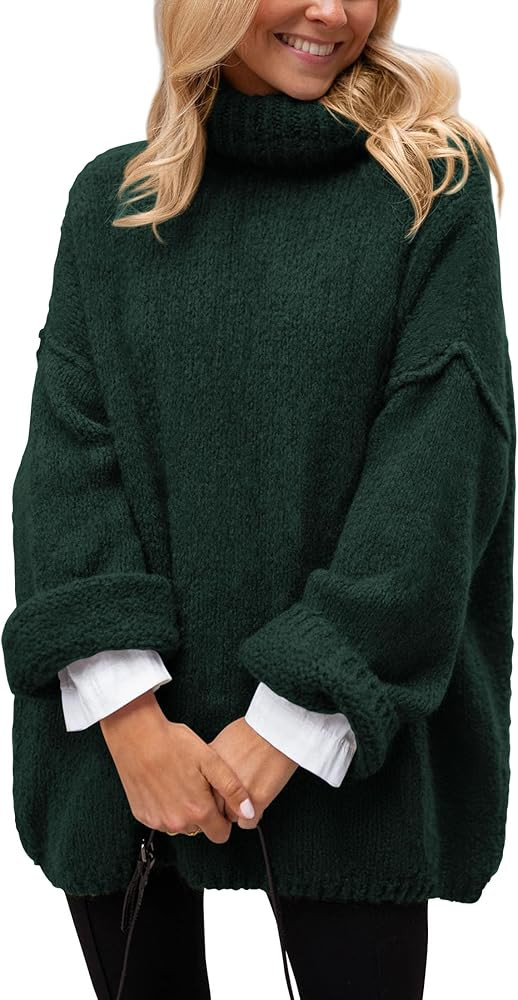 PRETTYGARDEN Women's Knit Oversized Sweater Fall Fashion Casual Long Sleeve Turtleneck Chunky Pul... | Amazon (US)