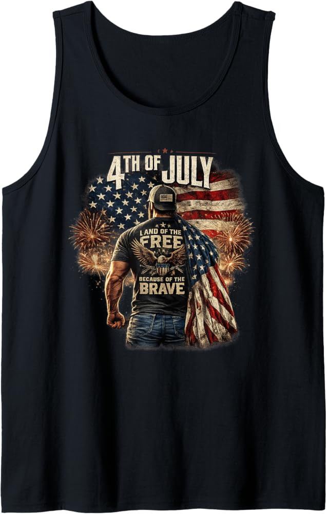 Patriotic American Flag Graphic Design Tank Top | Amazon (US)