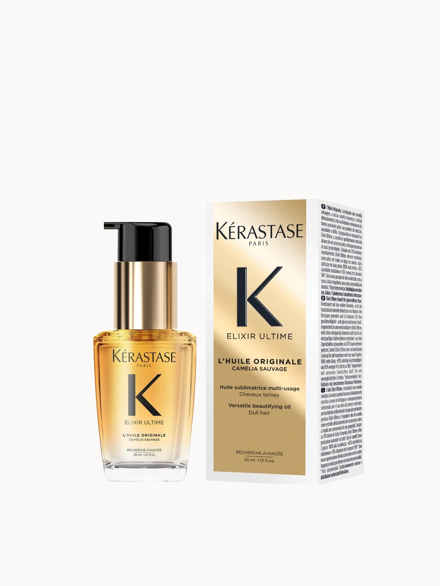 KÉRASTASE ELIXIR ULTIME HAIR OIL L'HUILE ORIGINALE, FOR ALL HAIR TYPES WITH ARGAN OIL & HEAT PROTECTION 30ML | Look Fantastic (UK)