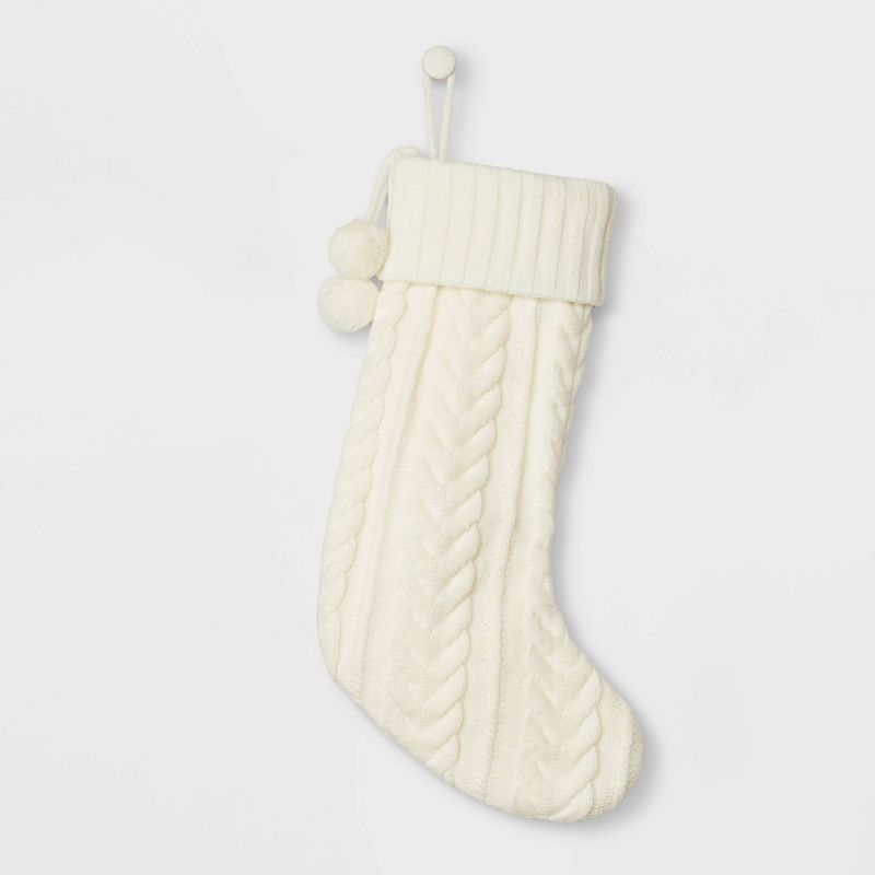 Cable Knit Christmas Stocking Ivory - Wondershop&#8482; | Target