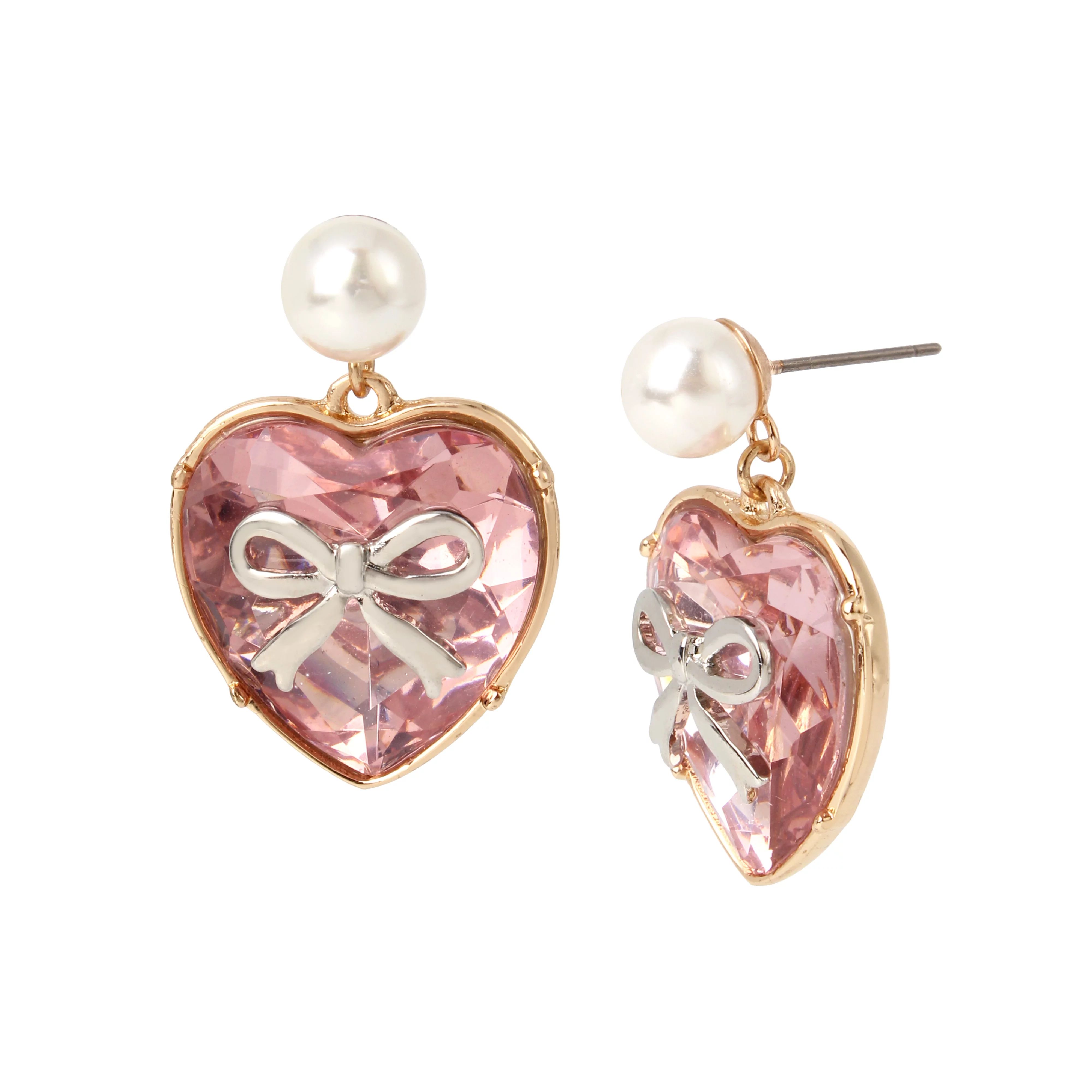 LUV Betsey Women's Heart Drop Gold Earrings, 1.25" Length | Walmart (US)