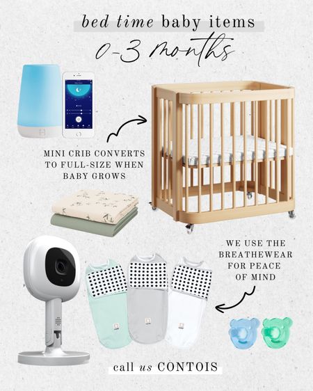 Favorite night time gear for baby 0-3 months. We absolutely love our wave mini crib! It converts to full size crib and toddler bed as Brody gets older. Follow me on IG for the link @calluscontois 👶🏼

|  crib, convertible crib, bed time gear, baby gear, baby must haves, newborn baby, pregnant, mama to be, baby shower items, sound machine, breathewear, nanit baby monitor, soothie pacifier | 



#LTKbaby #LTKbump #LTKfamily