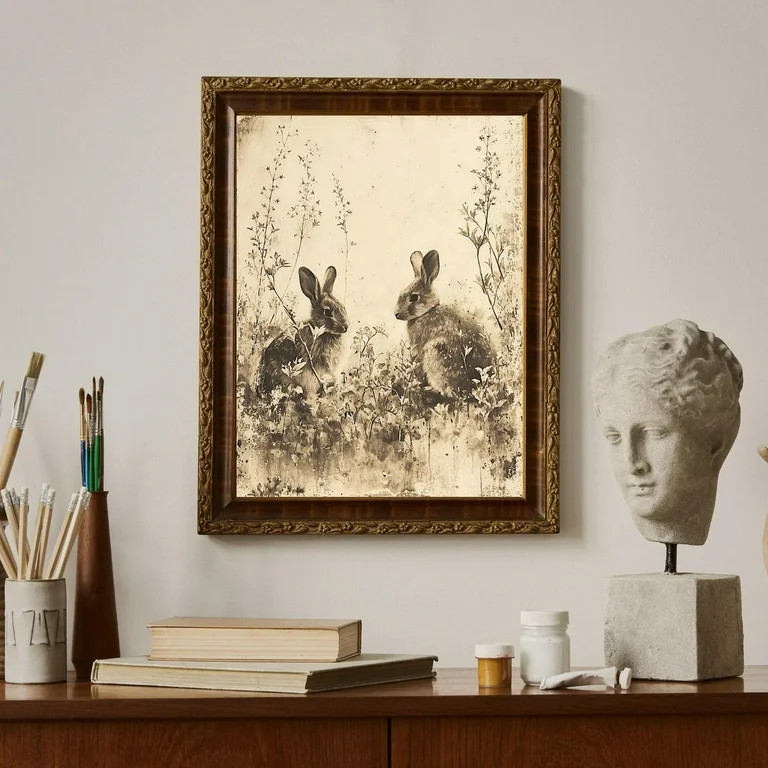 Spring Bunnies Poster Wall Art Print Vintage Classic Spring Bunny Decor Canvas Painting for Livin... | Walmart (US)