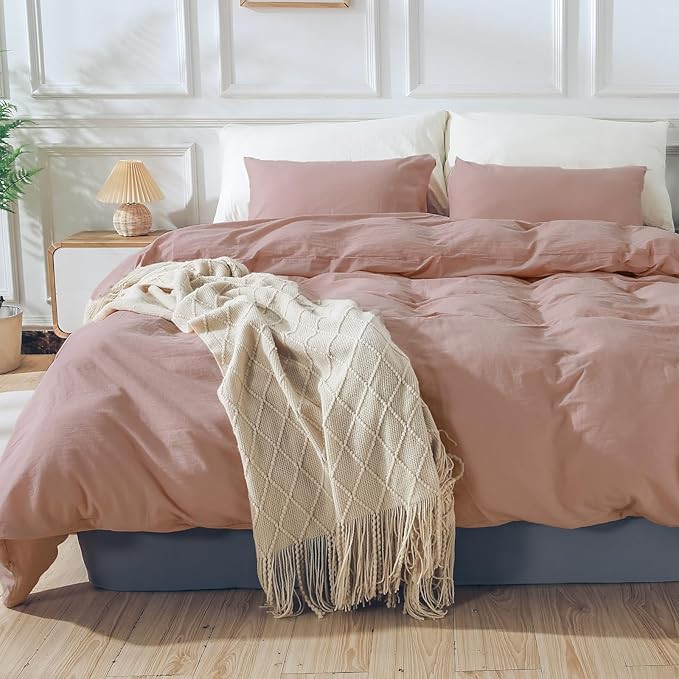 NEXHOME PRO Duvet Cover Set Oversized Queen 92"x98" Linen Look Textured Organic Natural 100% Wash... | Amazon (US)