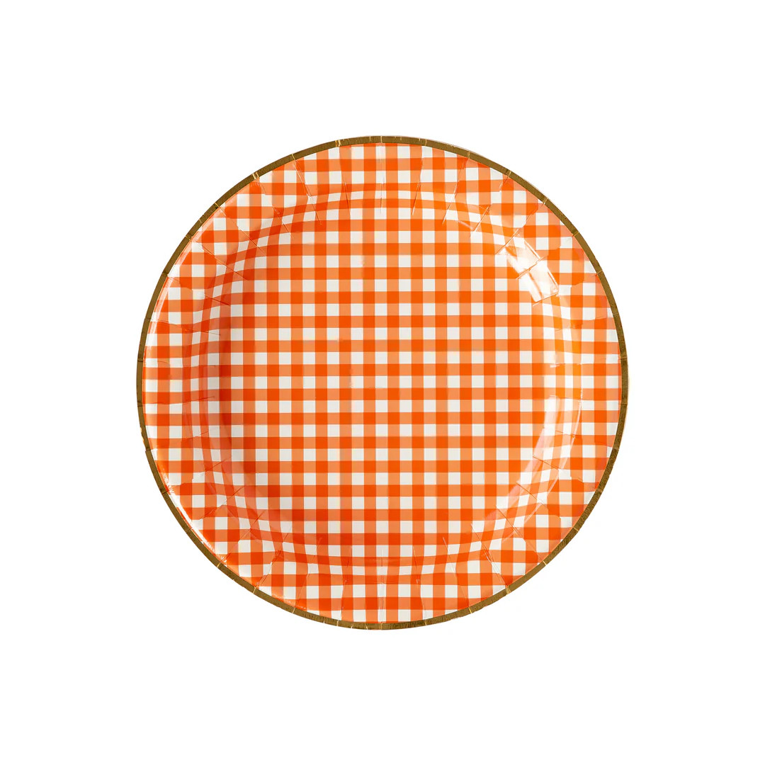 Harvest Orange Gingham Check 11" Plate | My Mind's Eye