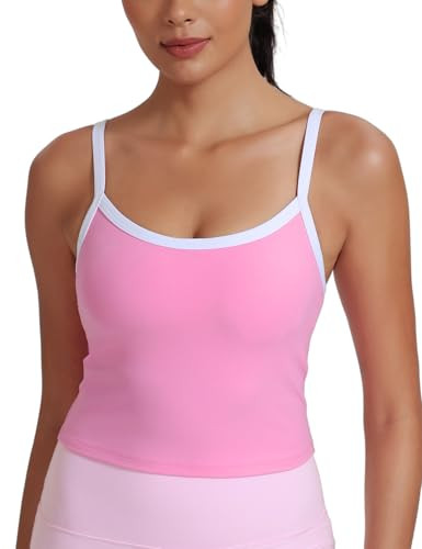 HeyNuts Vintage Color-Block Strappy Crop Cami Tank Top for Womens, Scoop Neck Spaghetti Strap Low... | Amazon (US)