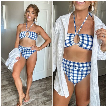 Also love this Walmart fashion swimsuit! Perfect for July 4th. Paired with this best Walmart button up shirt for a coverup as well. I sized up a size in all three pieces! 

Walmart fashion. July 4th. High waist swimsuit. 