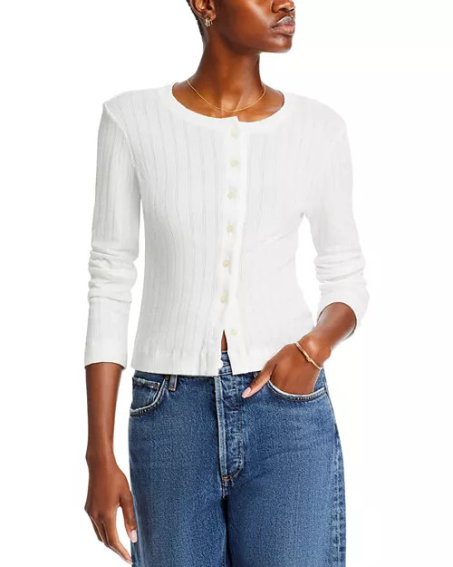 Pointelle Crewneck Cardigan | Bloomingdale's (US)