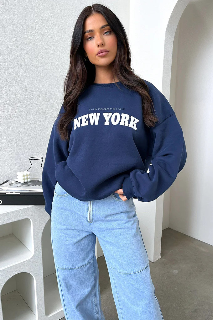 New York Crewneck - Navy | Thats So Fetch (US)