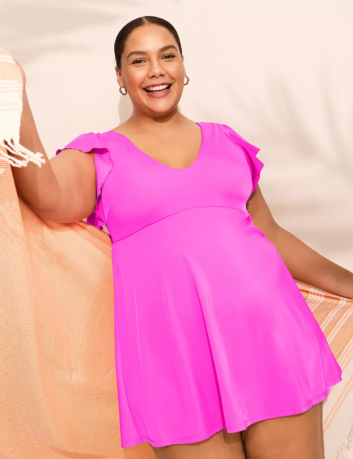 Flutter Sleeve No-Wire Swim Dress | Lane Bryant (US)