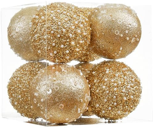 ChrisWish 8CT Christmas Ball Ornaments, Gold Christmas Ball Decorations Shatterproof Plastic Hanging Pearl Balls for Holiday Party(90mm/3.54") | Amazon (US)