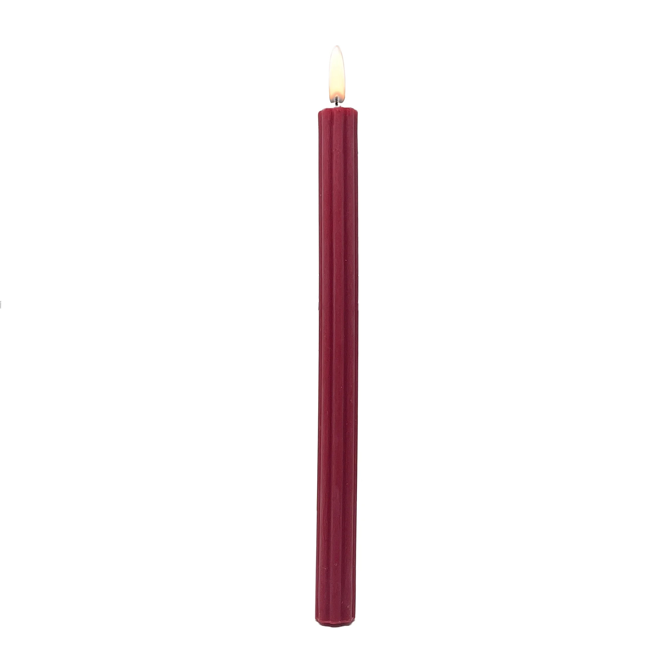 Mainstays Paraffin Wax 10" Ribbed Taper Candle, Unscented, Red | Walmart (US)