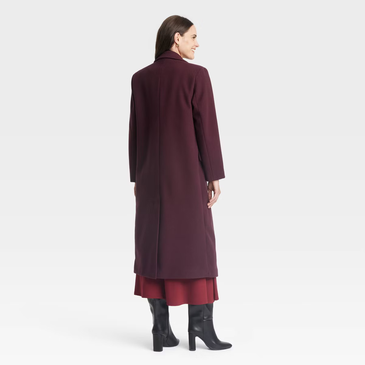 Women's Faux Wool Topcoat - A New Day™ Burgundy M | Target