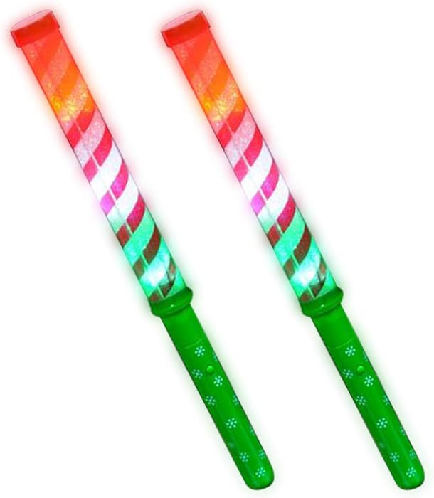 ArtCreativity Light Up Candy Cane Wands – Set of 2 LED Christmas Light Up Wands for Kids, Fun C... | Amazon (US)