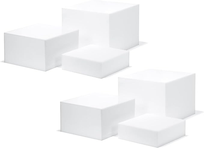 Red Co. Set of 3 Glossy White Acrylic Cube Display Nesting Risers with Hollow Bottoms - 2 Pack | Amazon (US)