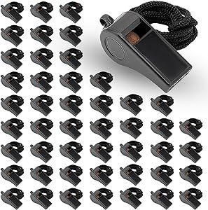 OBKJJ Black Coach Whistle with Lanyard, 48 Pack Emergency Whistle Soccer Referee Whistle Ideal fo... | Amazon (US)