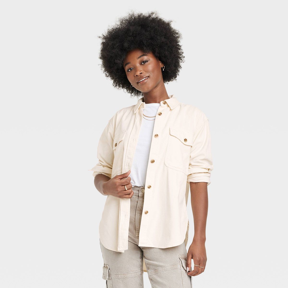 Women's Oversized Corduroy Long Sleeve Collared Button-Down Shirt - Universal Thread™ | Target