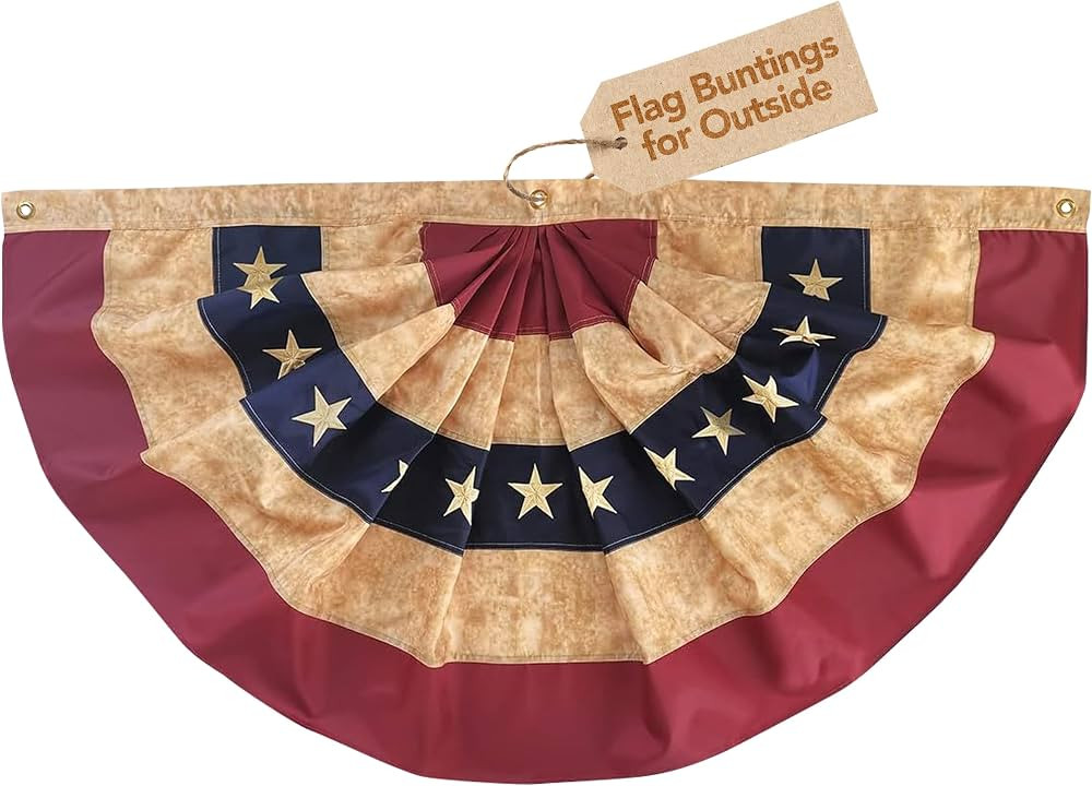 Briarwood Lane Patriotic Decorations American Flag Embroidered Star USA 36" x 18" Flag Buntings f... | Amazon (US)