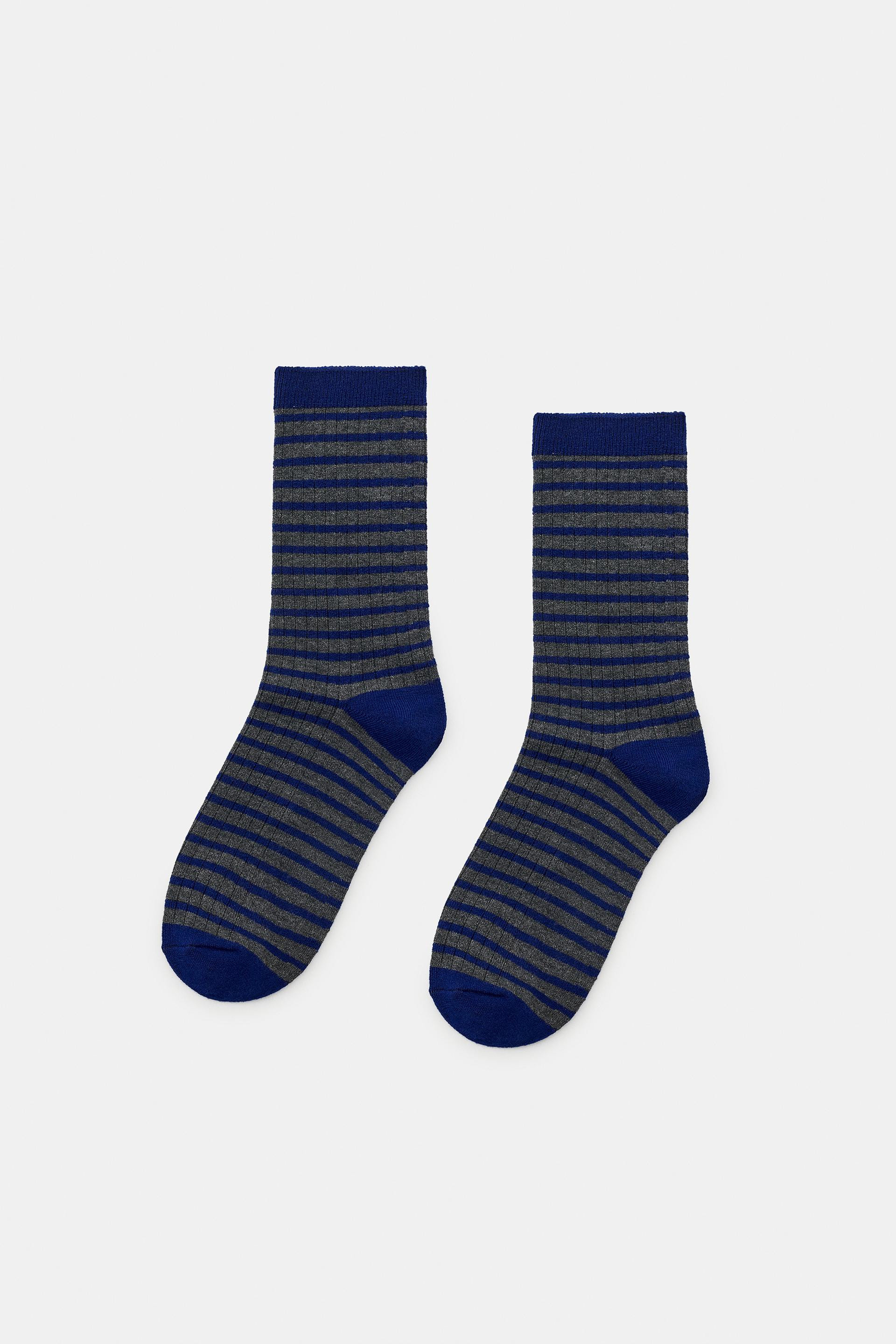 Zara - Striped Ribbed Printed Socks - Mid-Camel - M - 6-7.5 - Woman | Zara US