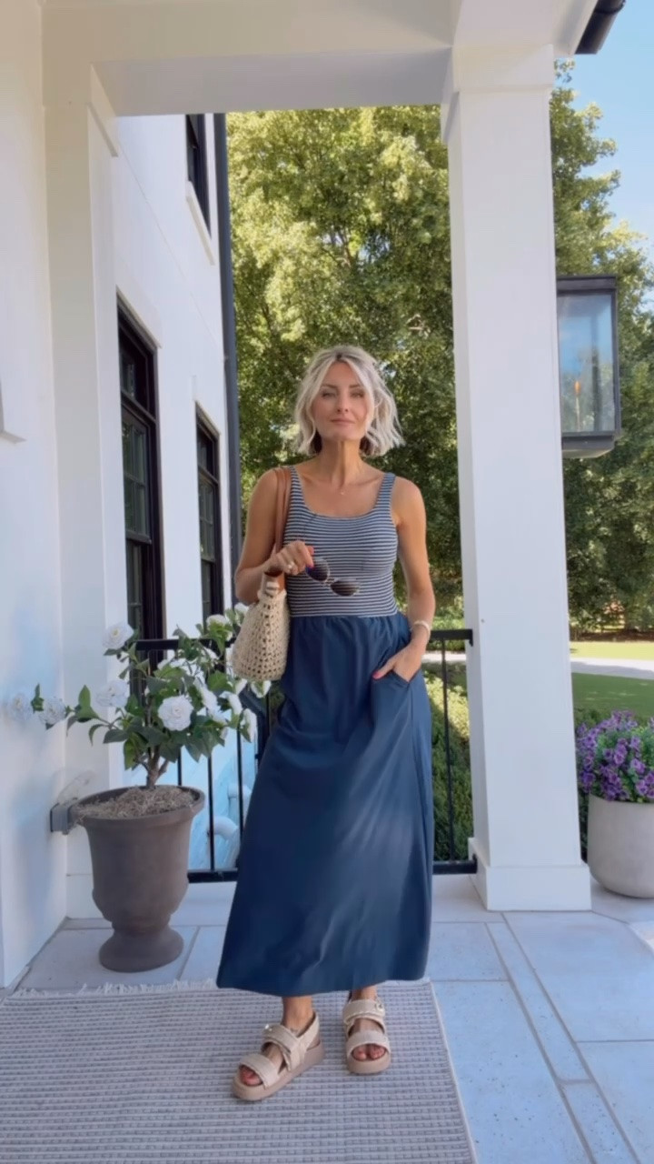 This dress is perfect for traveling this summer! So classic with the navy & white stripe! Wearing XS! Loverly Grey, midi dress, Target

#LTKootd #LTKSeasonal #LTKActive
