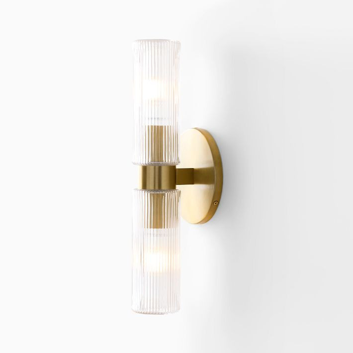 Weston Fluted Glass Double Short Indoor/Outdoor Sconce (16") | West Elm (US)