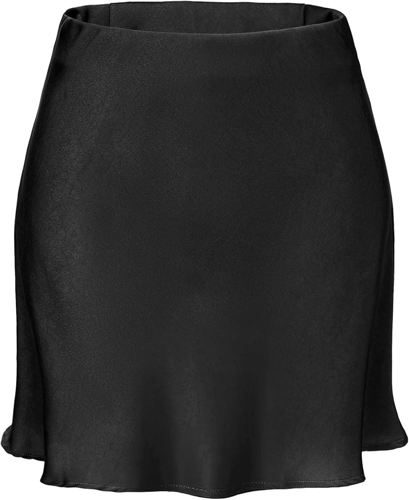 ALCEA ROSEA Women's Elegant Silky Satin Mini Skirt High Waist Ruffle Bodycon Short Skirt Solid Mi... | Amazon (US)