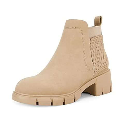 Amazon.com | Soda Pilot ~ Women Lug Sole Low Heel Chelsea Fashion Ankle Bootie w/Double Elastic G... | Amazon (US)