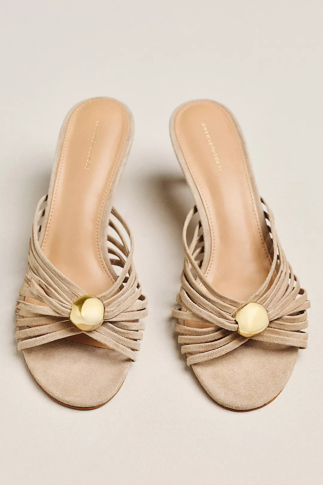 By Anthropologie Strappy Metallic Kitten Heel Sandals | Anthropologie (US)