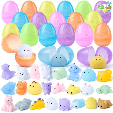 Joyfy 24 Pack Prefilled Glitter Easter Eggs with Toys,Mochi Squishy Small Toys for Easter Eggs,Stuffed Easter Baskets for Toddler Kids | Walmart (US)