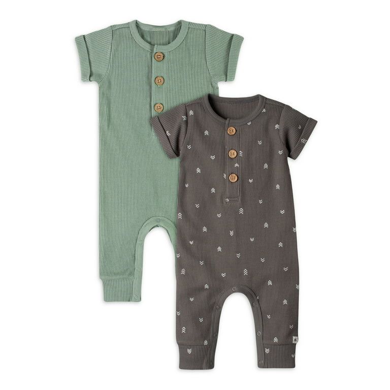 Modern Moments by Gerber Baby Boy Waffle Romper, 2-Pack, Sizes 0/3 -24 Months | Walmart (US)