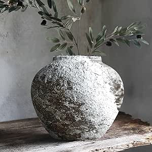 Rustic Ceramic Circular Flower Vase Farmhouse Clay Pottery Large Terracotta Floor Vases for Decor... | Amazon (US)