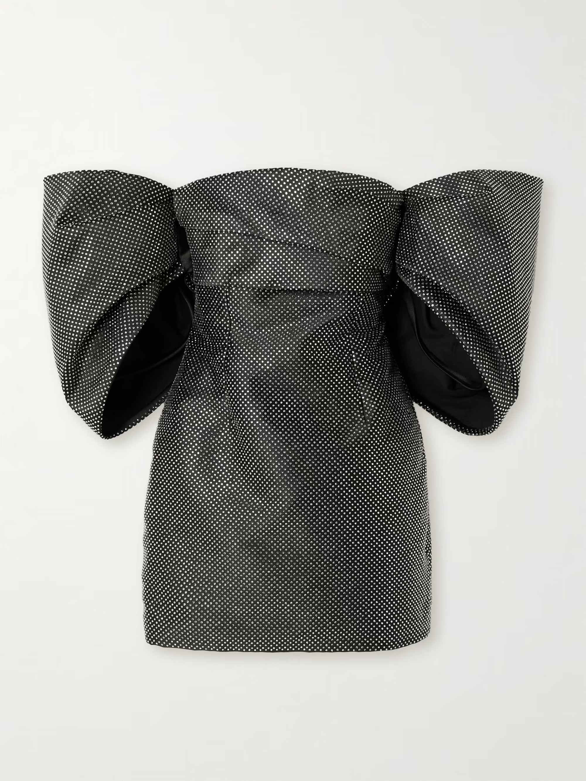 Elina off-the-shoulder gathered crystal-embellished faille mini dress | NET-A-PORTER (UK & EU)